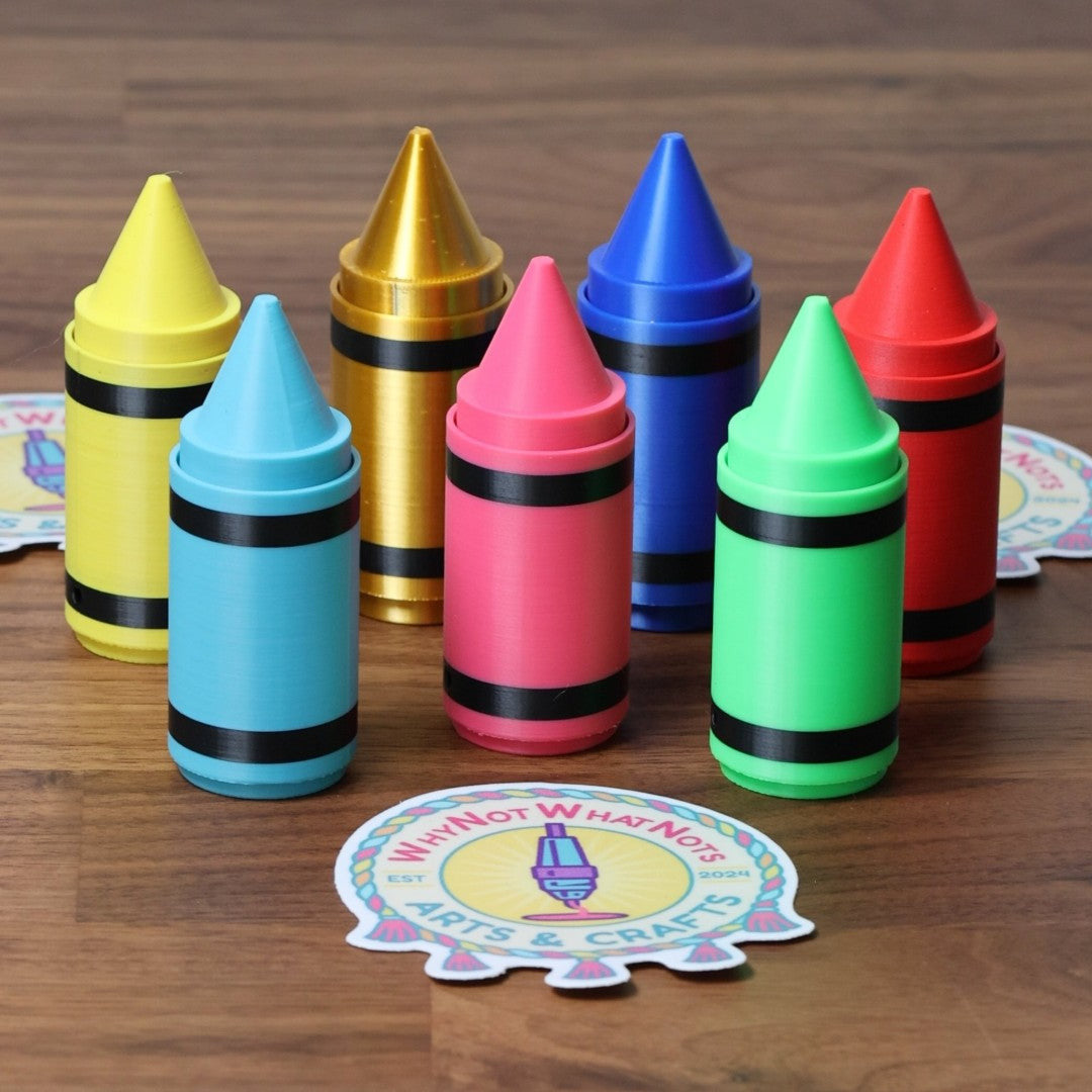 Colorful crayon shaped fidget clickers