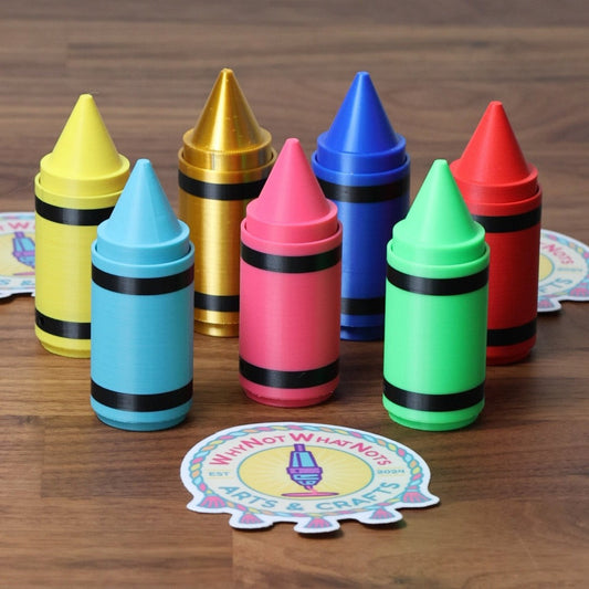 Colorful crayon shaped fidget clickers