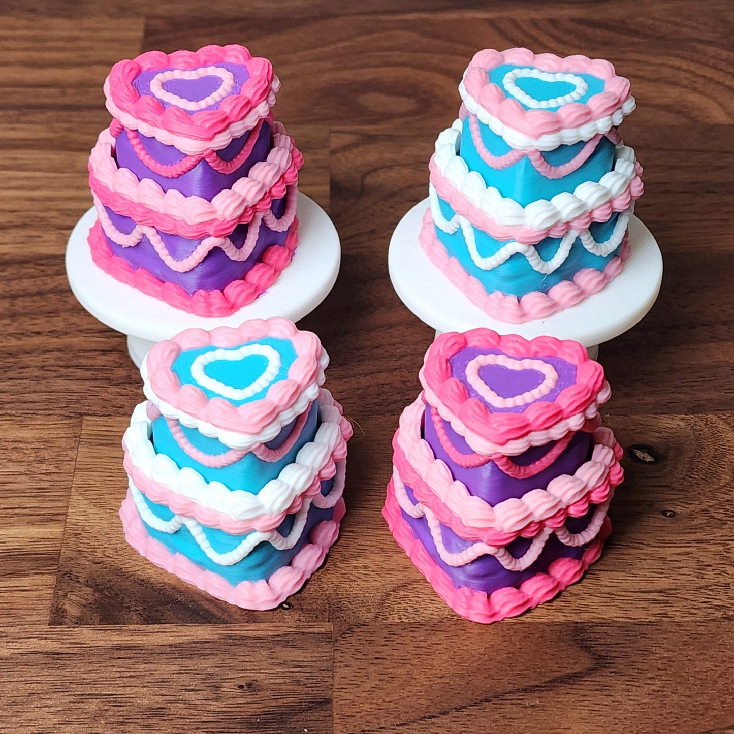 Colourful heart shaped 3d printed fidget clickers