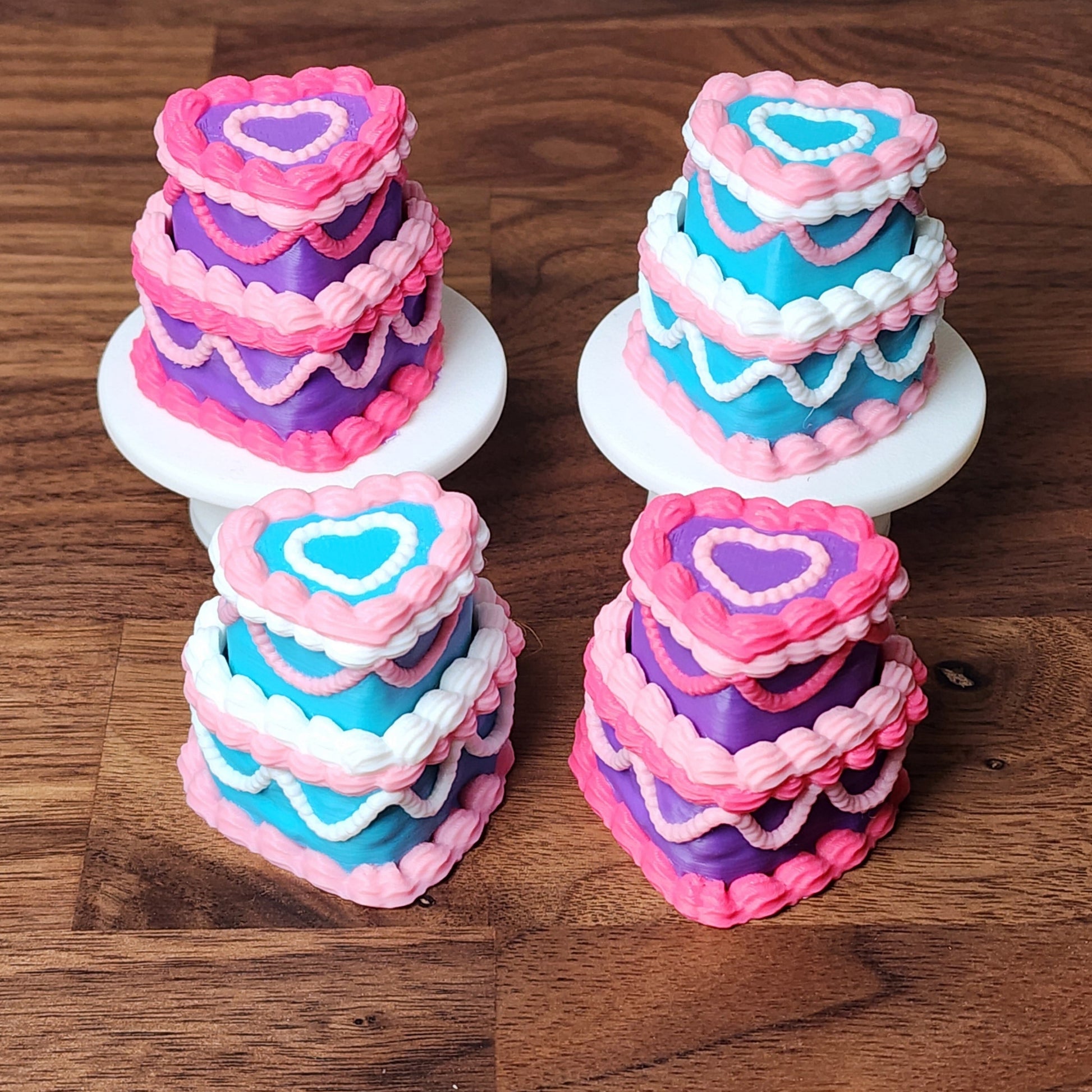 Colourful heart shaped 3d printed fidget clickers