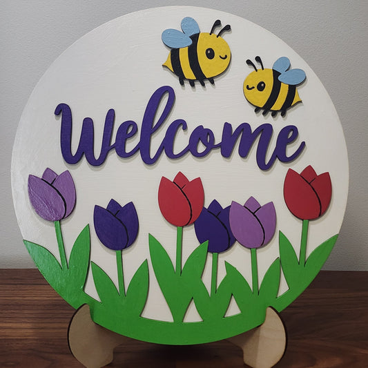 Welcome with Tulips and Bees